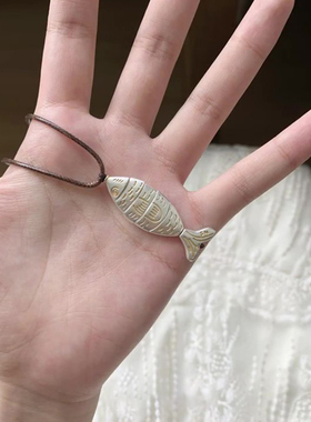 S925纯银拼接小鱼形吊坠项链女款