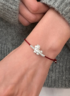 S925银马上有钱红绳手链女款2026