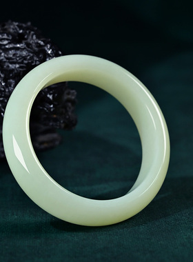 新疆和田玉白玉玉石手镯贵妃镯女