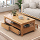 Rectangular living room double-layer tea table with drawers new Chinese style