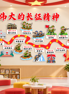 【长征精神红色主题文化墙贴】