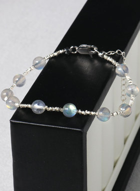 【流云府】灰月光拉长石满天星手链纯银手串纯银扣头2025新款手链