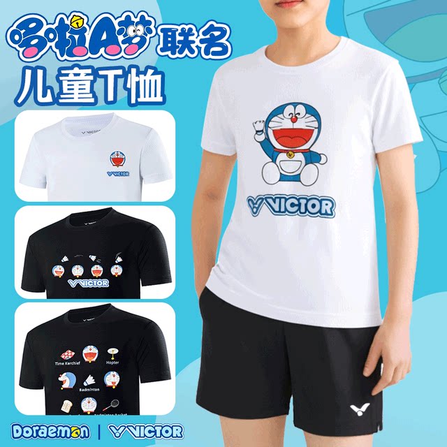 Victor Victory 2025 Doraemon joint new badminton clothing children's sports summer easy-drying T-501JR