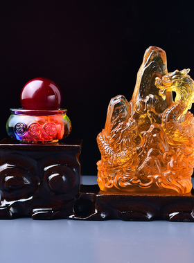 淘开运阁八鲤升财斗琉璃摆件2025蛇年客厅书房办公室家居吉祥物