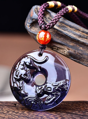 祥安灵阁犬来显达吊坠属兔2026年紫水晶吉祥物男女生肖兔佩戴挂件