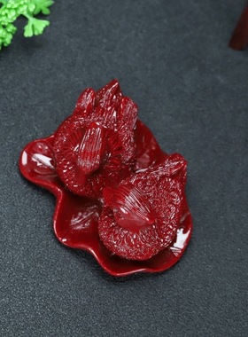 正品朱砂鸳鸯摆件姻缘桃花感情卧室装饰床头新婚装饰百年好合摆件