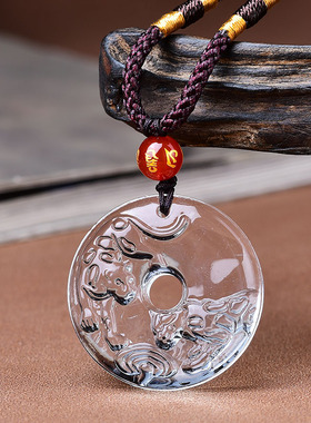 祥安灵阁犬来显达吊坠属兔2026年白水晶吉祥物男女生肖兔佩戴挂件