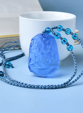 2026年属虎马狗寅午戌三合项坠火局生肖蓝水晶吊坠项链男女士饰物