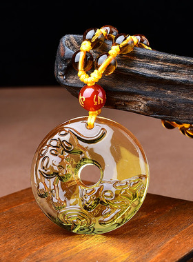 祥安灵阁犬来显达吊坠属兔2026年黄水晶吉祥物男女生肖兔佩戴挂件