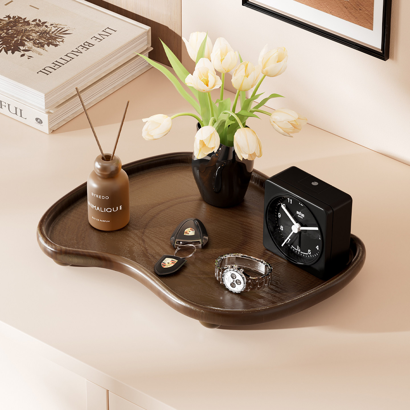 中古风玄关钥匙收纳摆件家用客厅鞋柜置物架入户挂钩木质首饰托盘,淘宝优惠券,粉丝福利购,淘宝优惠卷