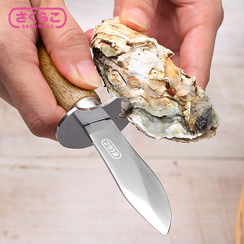 日本进口开生蚝刀加厚不锈钢专业撬壳海蛎子木柄开蚝神器 - 图0