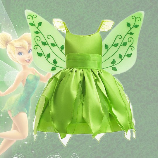 Vestido de elfo verde de niñas Maravilloso Fairy Tinker Bell Plays Costume Cos Fairy Falda 1 de junio Renuncia
