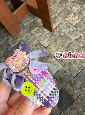 【实拍】韩系秋冬新款紫色小熊纽扣BB发夹甜美学院风可爱发饰边夹