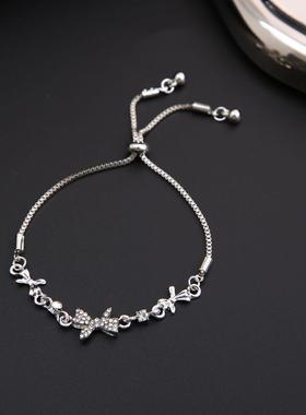 Bow bracelet women蝴蝶结抽拉手錬女小众超闪抽拉手环bracelets