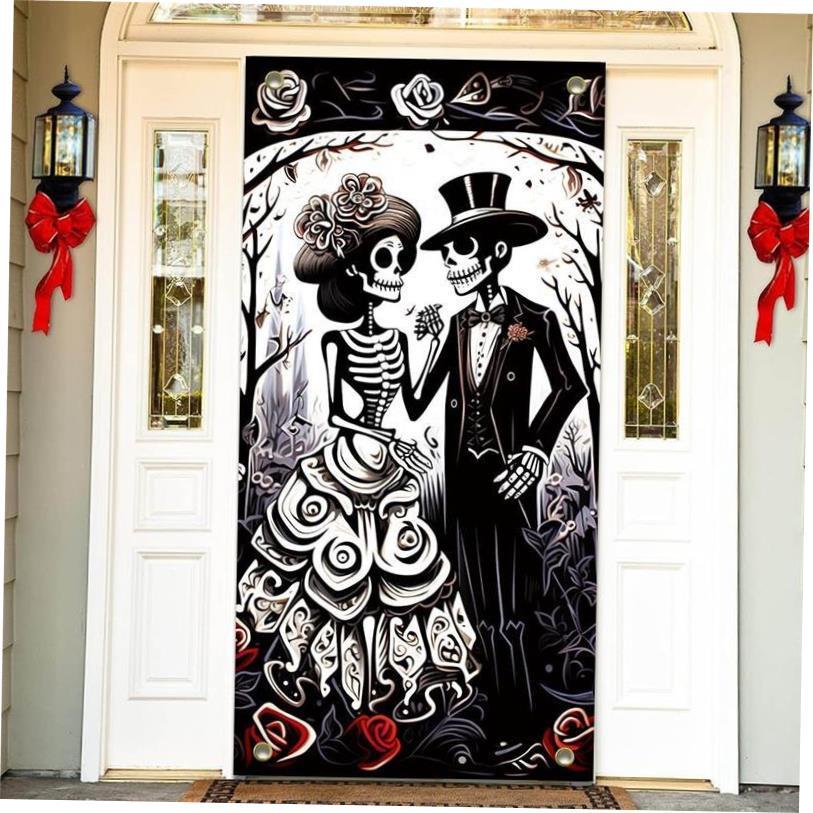 Halloween door width party decoration banner background万圣 - 图0