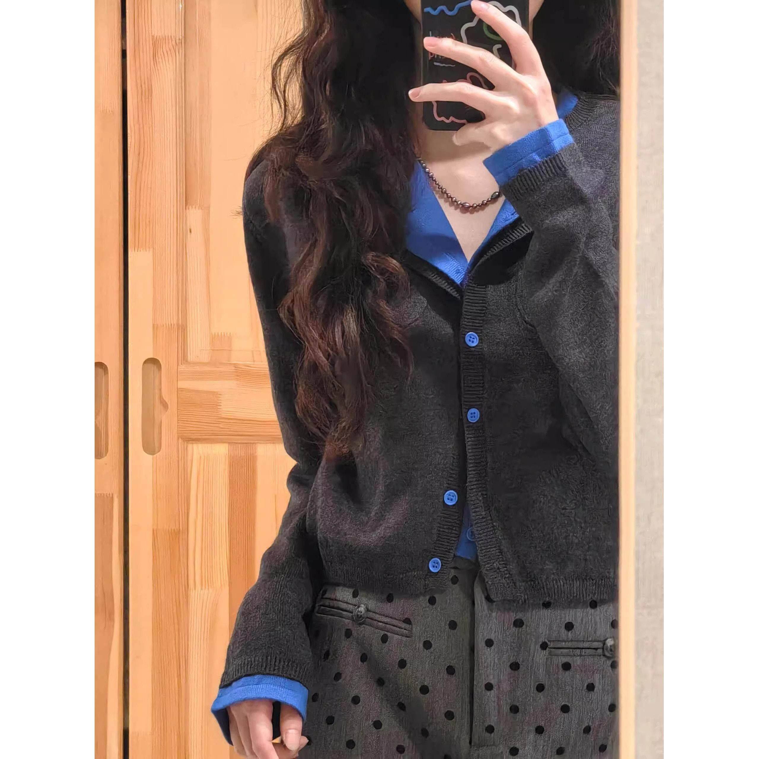 法国Rixo Rane ⭐撞色假两件针织衫女毛衣软糯开衫覆古长袖上衣潮,淘宝优惠券,粉丝福利购,淘宝优惠卷