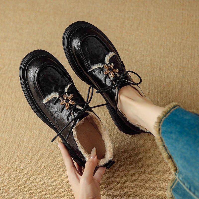 意大利Corso Venezia~覆古系带深口单鞋真皮厚底乐福鞋加绒小皮鞋,淘宝优惠券,粉丝福利购,淘宝优惠卷