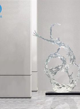 透明流水浪花摆件树脂雕塑客厅玄关抽象装饰艺术酒店会所大堂摆设