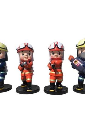卡通消防员主题人物雕塑玻璃钢定制仿铜广场户外公仔公园大型摆件