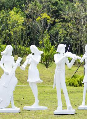 大型抽象音乐人物玻璃钢雕塑钢琴提琴售楼处小区园林景观装饰摆件