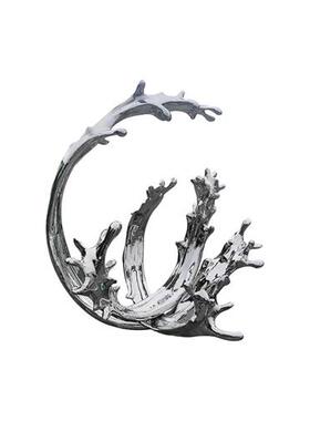 创意装置玄关艺术不锈钢水浪雕塑抽象飘带浪花大型摆件定制