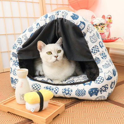 软糯の寿司猫窝冬季保暖猫咪窝封闭式猫屋房子型猫别墅宠物床狗窝 虎窝淘