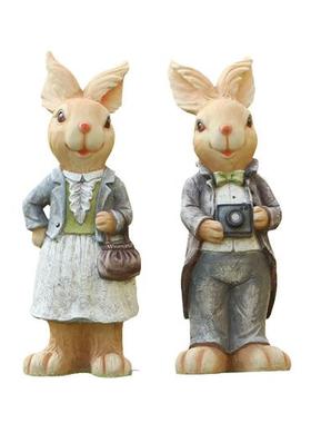 玻璃钢卡通彼得兔雕塑园林景观花园庭院装饰品户外草坪幼儿园摆件