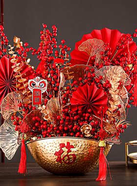 新年摆件乔迁新居福桶开业结婚礼物花束客厅玄关装饰品婚庆礼品