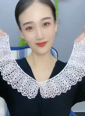 新款贝珠蕾丝假领韩版春夏镂空木棉丝百搭V领圆领旗袍装饰颈部