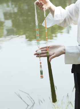 长背云流苏古风汉服旗袍软璎珞后压流苏超仙长流苏发饰衣服装饰品