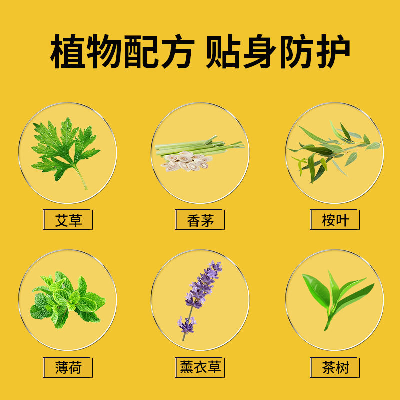 植物精油贴艾草香茅学生儿童户外卡通随身贴叮叮卡通温和防护72贴