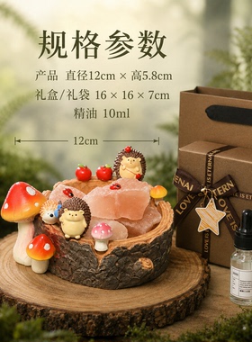 刺猬扩香石无火香薰礼盒摆件