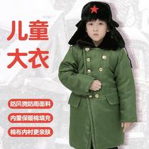 Northeast Childrens Army cotton great coat anti-cold and warm net red Baobao cotton padded jacket for male and female children in winter with thickened jacket