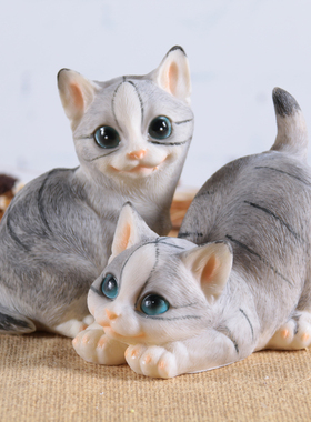 可爱风树脂猫生日礼物装饰小摆件