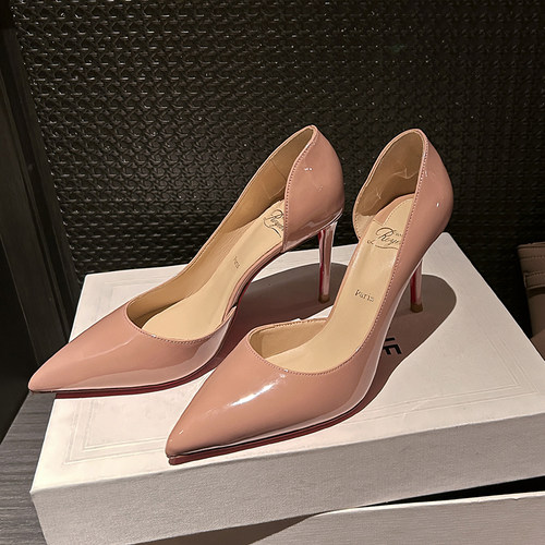 royeer viuoar 2025新款侧空CL尖头高跟鞋女宴会名媛红底细跟单鞋 - 图1