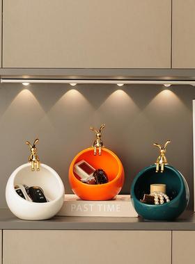 入户玄关门口放钥匙扣锁匙收纳盒摆件轻奢高档家居客厅鞋柜装饰品