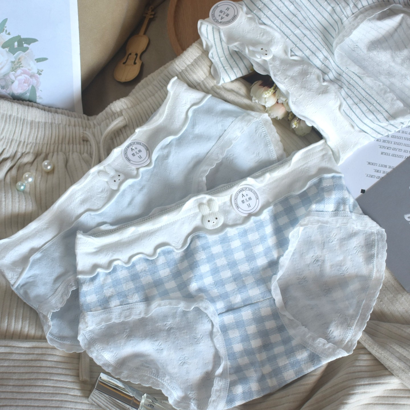 星光淡淡 小兔子纯棉内裤女生中腰日系甜美全棉裆A类少女三角裤,淘宝优惠券,粉丝福利购,淘宝优惠卷