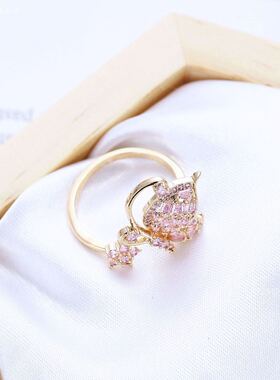 2025新款食指指环大气镶钻蝴蝶开口戒指女ins潮时尚个性网红气质