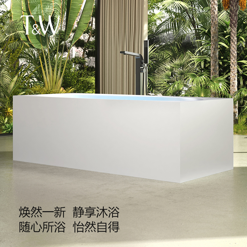 特拉维尔独立式人造石按摩浴缸家用智能气泡按摩冲浪水疗浴池 - 图1