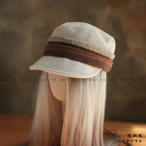 出口日韩~ 复古高级感平顶马术帽秋冬褶皱美拉德风百搭报童帽066 - 图1