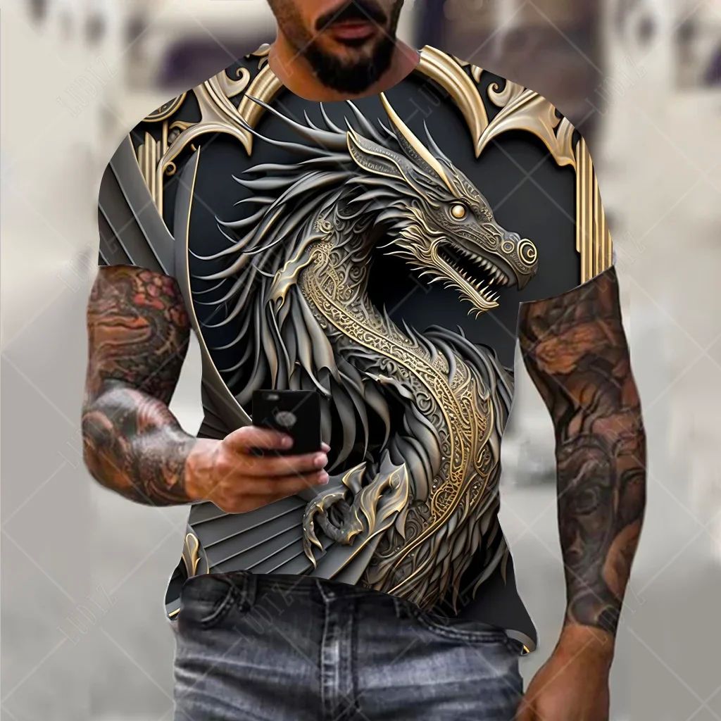 Men's Dragon T-shirt Fashion 3d Printed T Shirt Animal - 图0