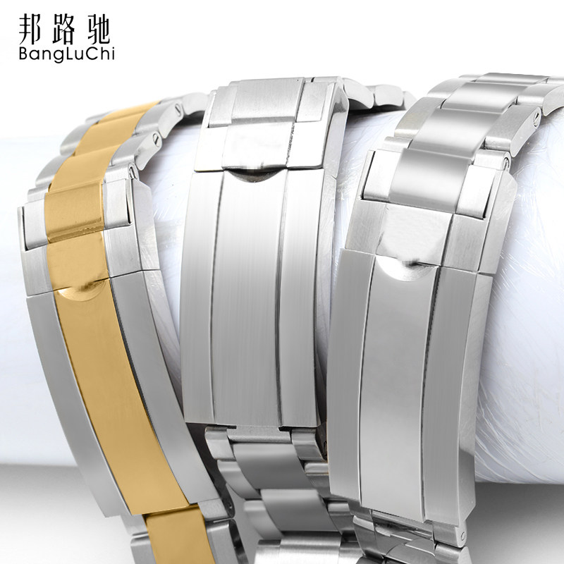 实心精钢手表链男劳力士型不锈钢带 邦路驰配件