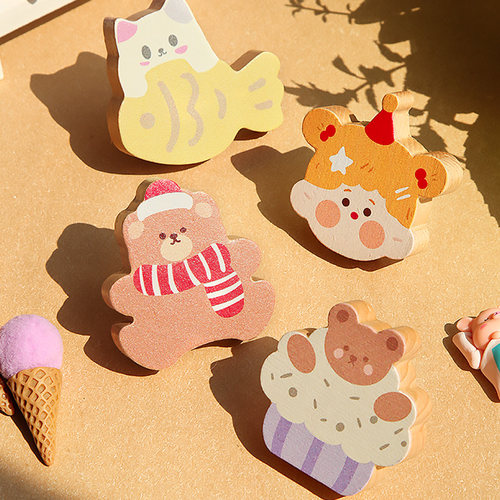 硕南创意可爱卡通儿童房柜门橱柜抽屉衣柜实木免打孔拉手把手自粘 - 图0