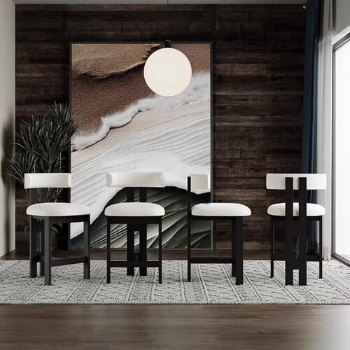 法式吧台椅中古风家用酒吧餐厅休闲高脚椅北欧设计师前台实木椅子 - 图2