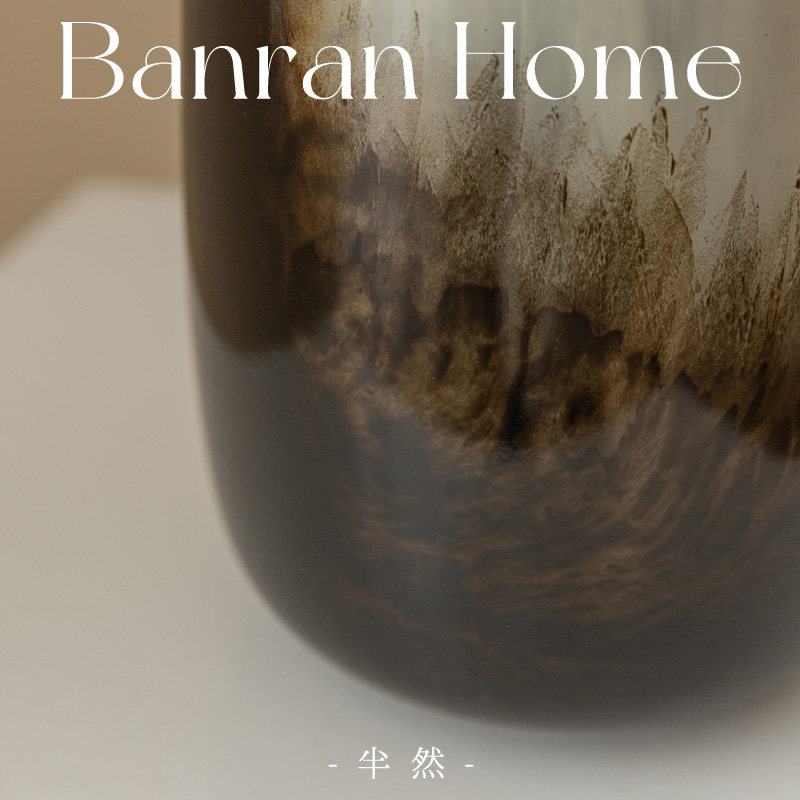 法式琉璃半然花瓶摆件客厅插花玻璃高级感水培复古新中式渐变中古,淘宝优惠券,粉丝福利购,淘宝优惠卷