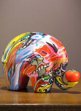 陶瓷一家四口象高级感装饰品