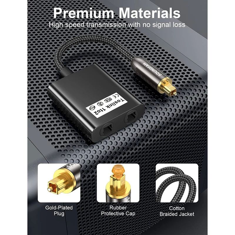 Optical Fiber Cable Splitter 2 in 1 for Toslink Coverter 24K - 图0