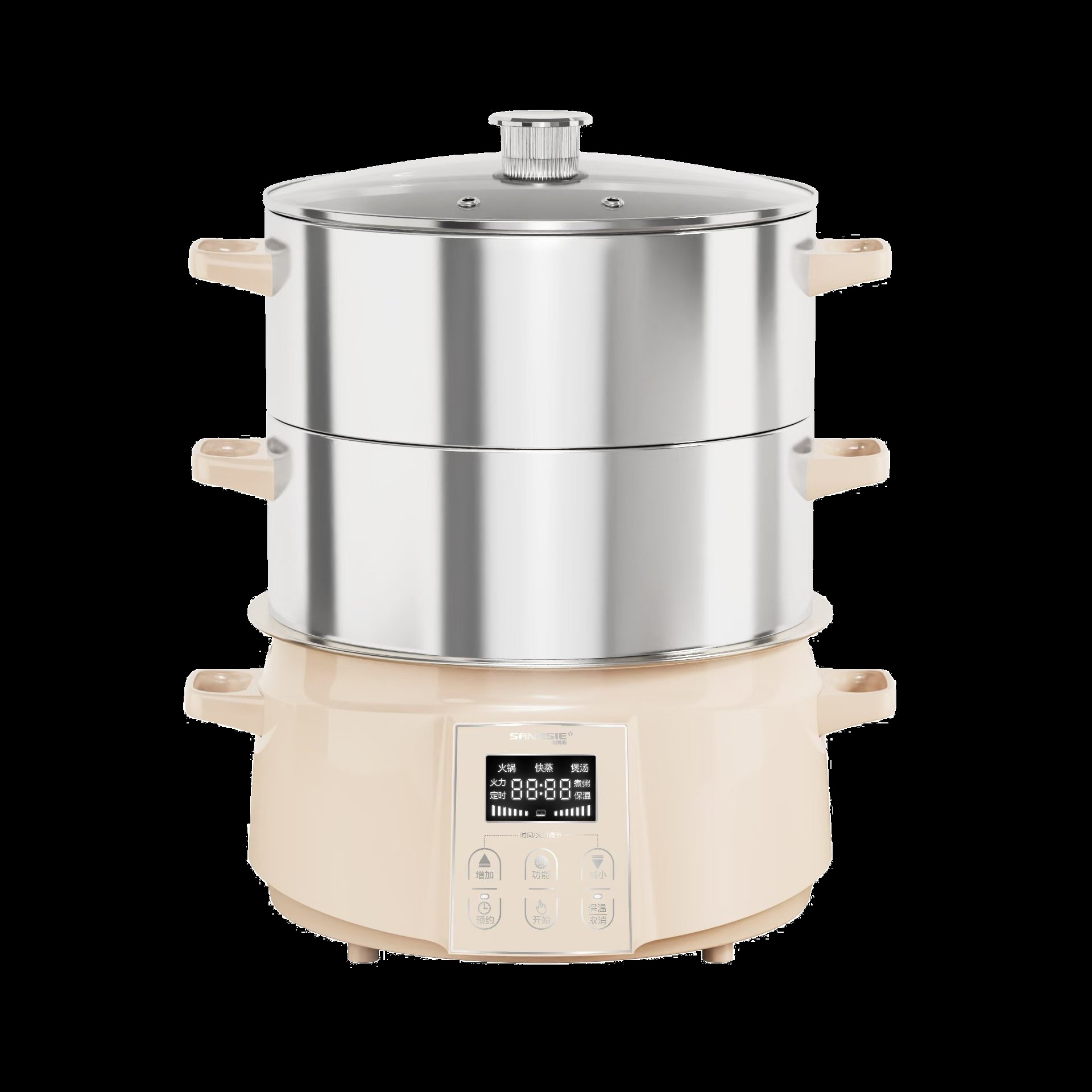 sanmsie电火锅6L家用分体式可拆不锈钢大容量炖锅电蒸锅洗多功能,淘宝优惠券,粉丝福利购,淘宝优惠卷