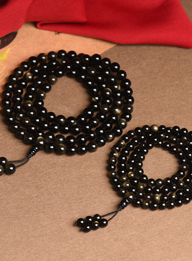 天然金曜石108颗手串念珠