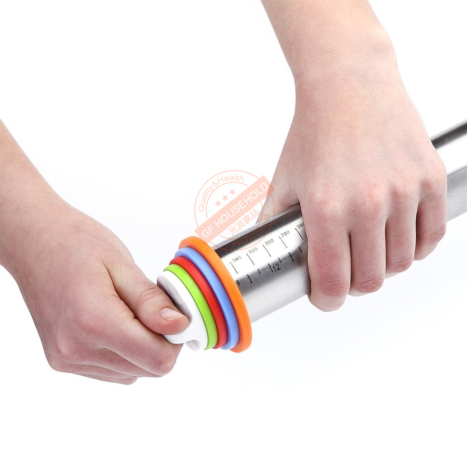 Rolling Pin and Silicone Baking Pastry Mat Set不锈钢擀面杖垫 - 图0